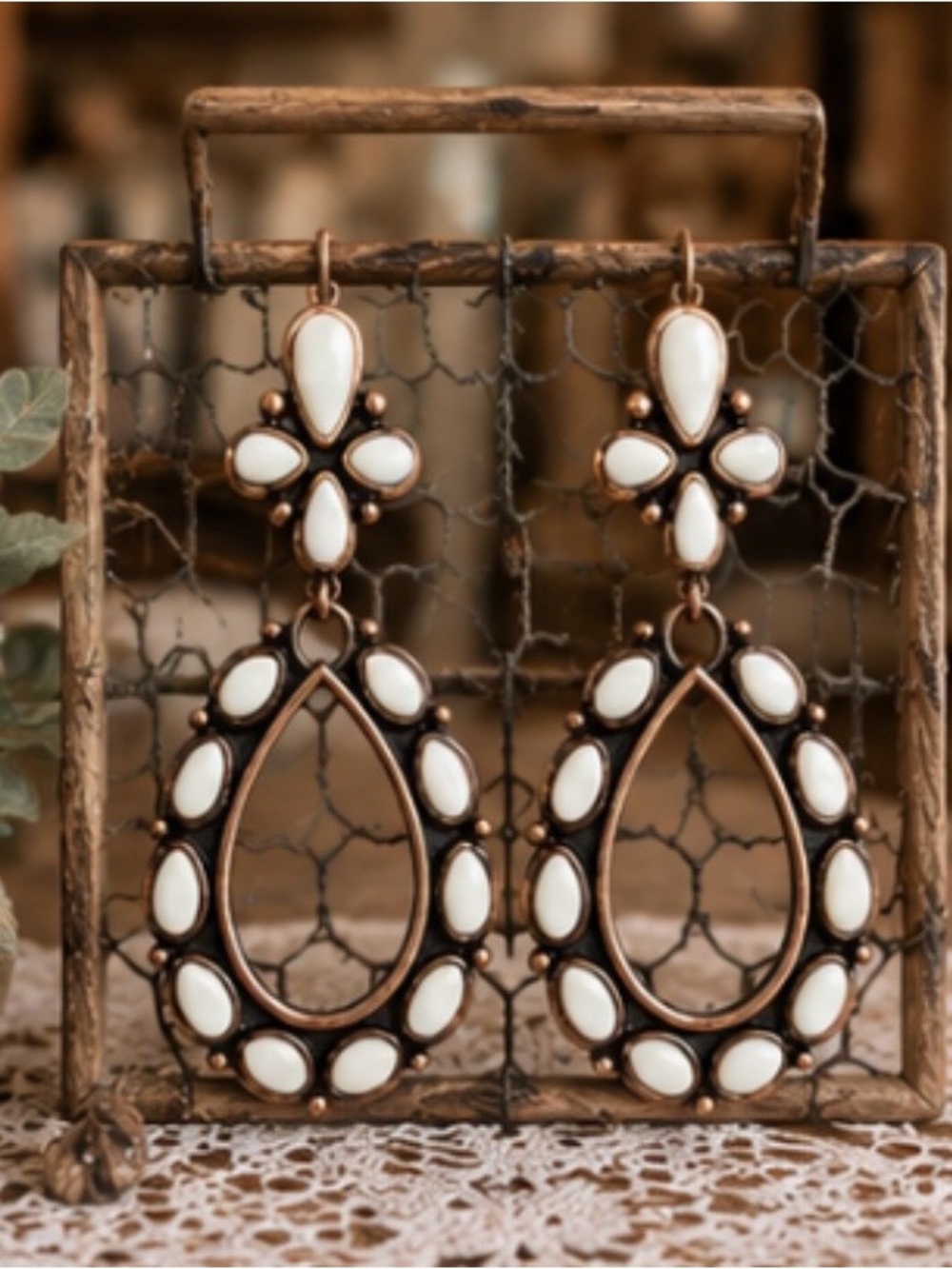 Elegant White Teardrop Dangle Earrings - Women Jewelry